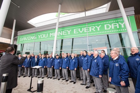 The Bristol Male Voice Choir performs at the new Asda store in Filton.