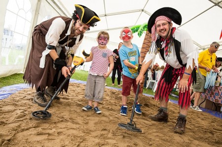 Pirates Cain (6) and Leeloo Vigurs (4) at the Merlin Housing Society's Summer Fun Day in Elm Park, Filton, Bristol.