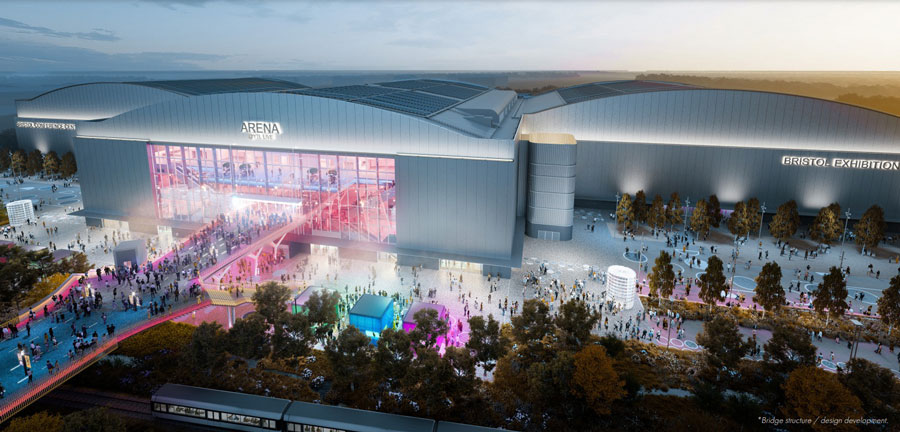 CGI image of proposed arena complex.